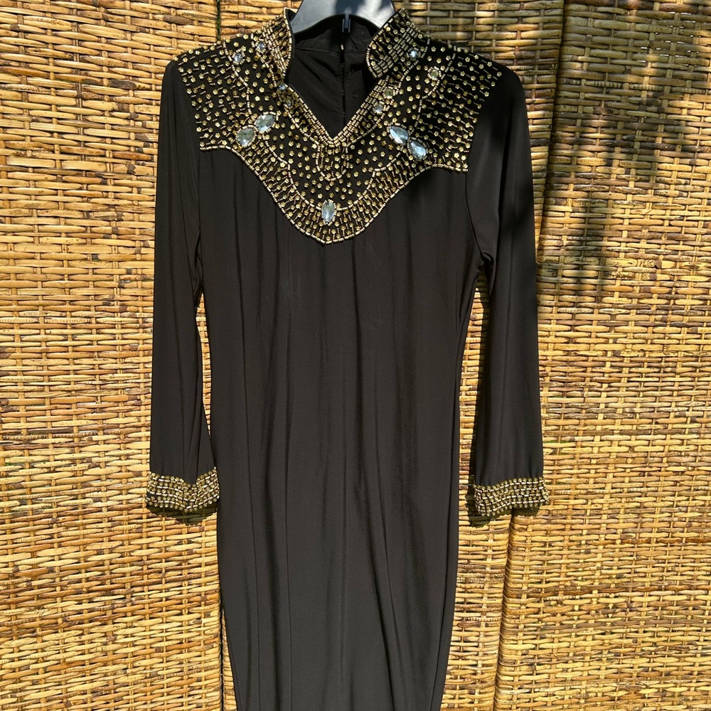 Elegant Black Dress with Gold Accents